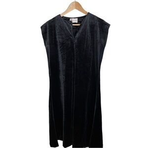 Vintage Carole King Lightweight Black Cotton Velvety Sheath Dress L